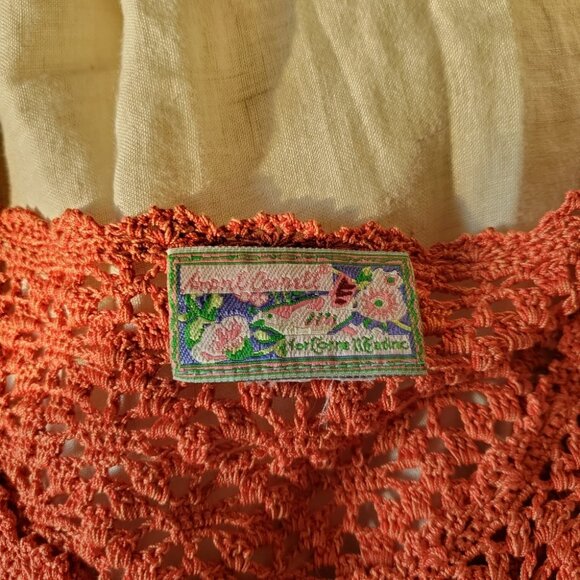 APRIL CORNELL | Salmon Pink Short Sleeve Crochet Buttoned Cardigan (Size XS/S) - Picture 5 of 5